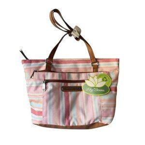Lily Bloom Kelsey Tote Bag Painted Stripe Recycled Fabric Eco-Friendly Design Mu